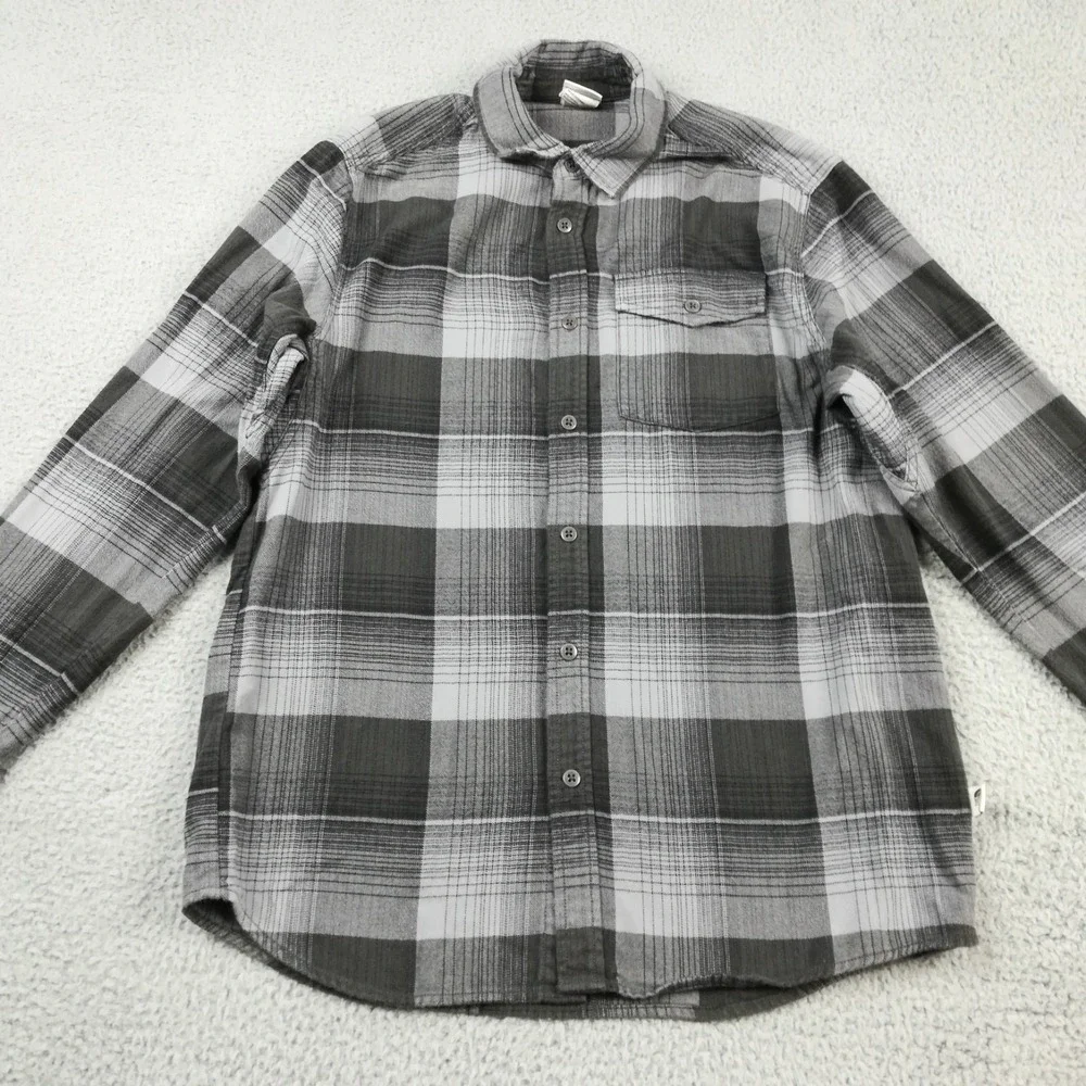 The North Face Mens Shirt Button Down Flannel Stayside Black Gray Plaid M